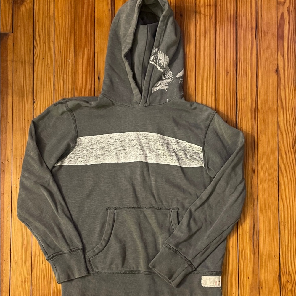 2011 American Eagle Outfitters Charcoal Hoodie with Light Gray Stripes